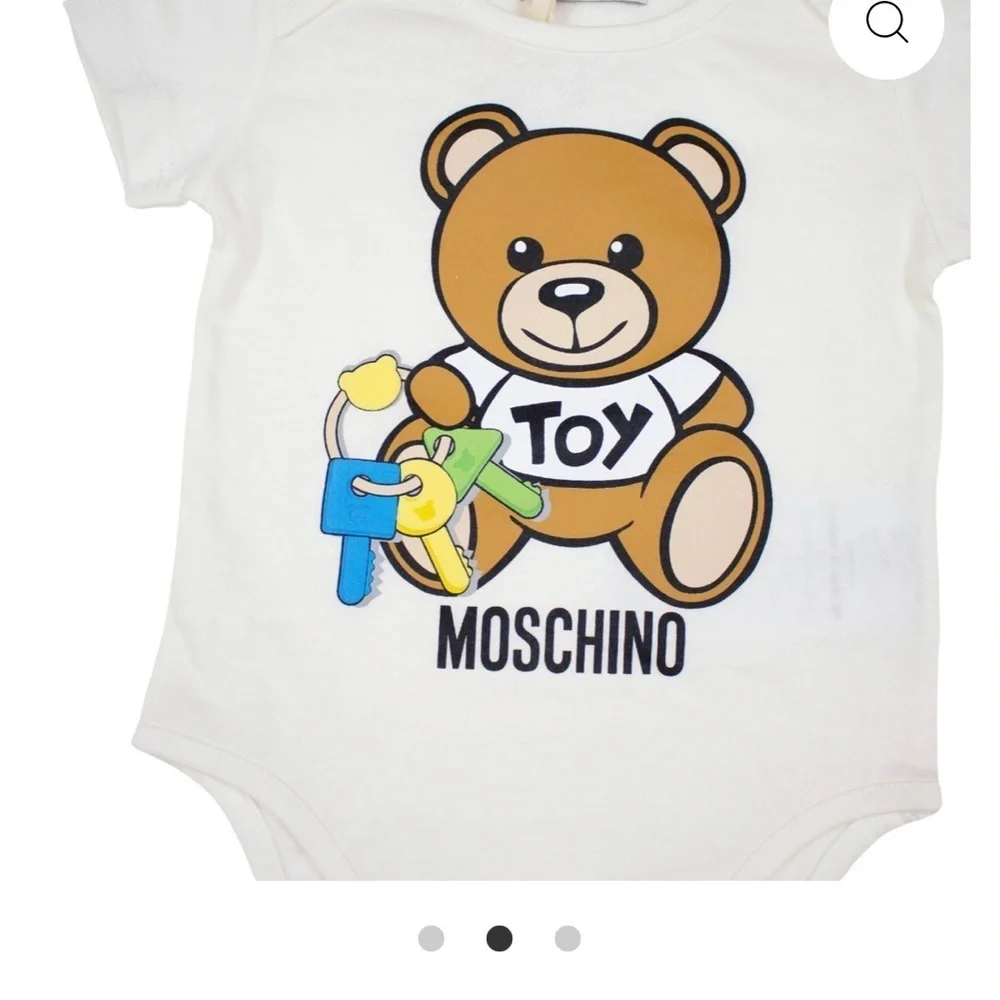 Moschino White Baby Onesie with Bear Print